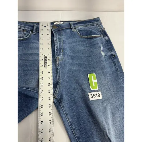 Womans Kenzie Jeans The Juliet High Rise Slim Distressed Frayed Size 14/32 Blue