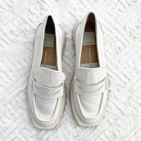 Dolce Vita Elias Flats Ivory Embossed Loafers White Size 6