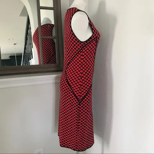 NYDJ Dress Knit Sweater Midi Red Black Size 12 MSRP $158.00