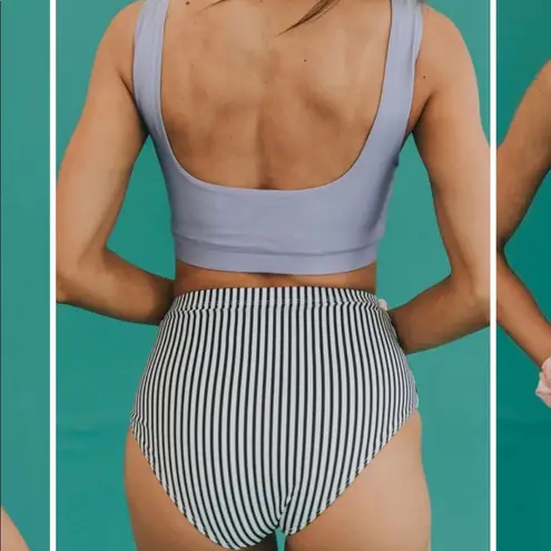 Striped Blue Tankini Bikini Set NWOT Size M