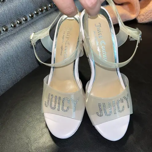 Juicy Couture  Espadrilles Heels Clear Shoes Crown Charm 5 1/2 bubblegum pink