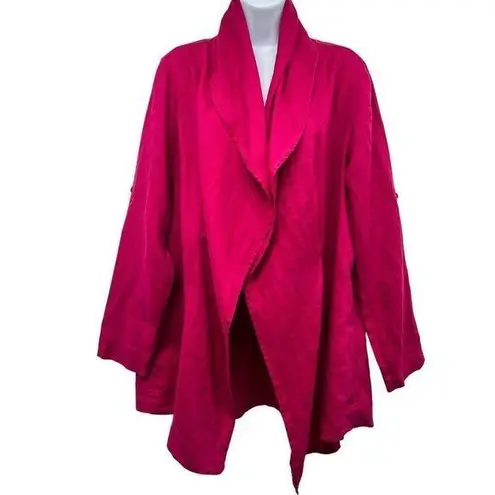 Soft Surroundings Draped 100% Linen Lightweight Cardigan Open Front Jacket Top