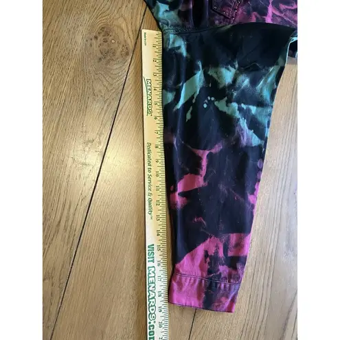 H&J Women Size 1X Water Color Print Denim Jean Jacket Artsy Buttons Cotton City