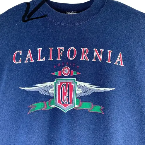 Vintage Sweatshirt California America Size Large Crewneck Pullover Navy Blue