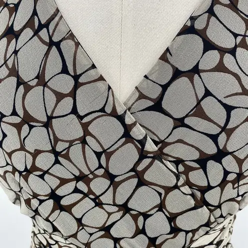 Vintage Y2k Silk Mini Dress Faux Wrap Surplice Fit & Flare Abstract Print Gray 4