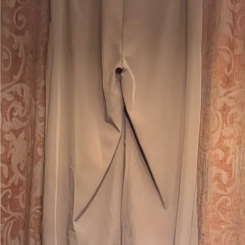 On Twelfth Women's Tan Pants Contrasting Fold Over Waistband Wide Leg Trousers