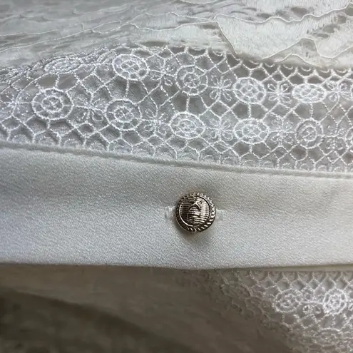 Karl Lagerfeld Ivory Lace Trumpet Sleeve Top S