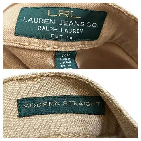 Ralph Lauren LRL Lauren  Tan Modern Straight Leg Jean Size 14 Petite Tan