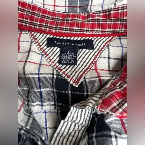 Tommy Hilfiger  Plaid Flannel Ruffle Front Blouse Red, Navy, White Sz Medium - Image 7