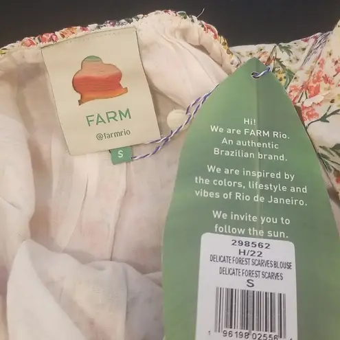 Farm Rio ππ Delicate Forest Scarves Blouse ~ Micro Floral Print Small NWT