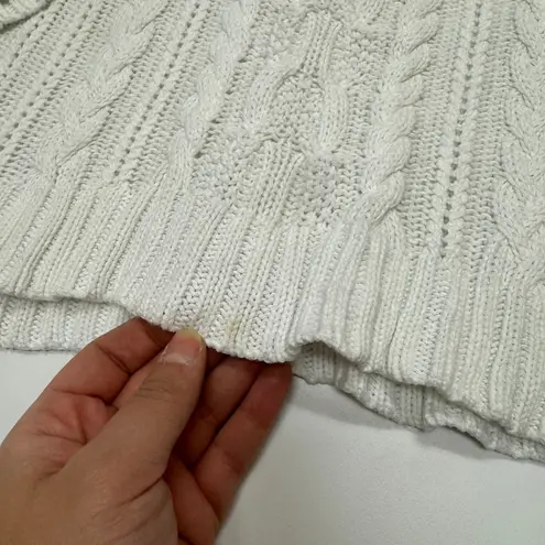 KINROSS Sweater Womens Medium White Cable Knit Hooded Cotton