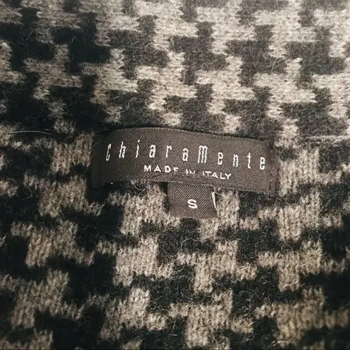 Chiara mente S wool blend longline houndstooth belted cardigan coat Gray
