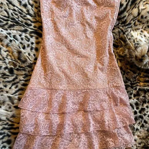 Edikted light pink mauve baby pink rose floral lace ruffle mini dress