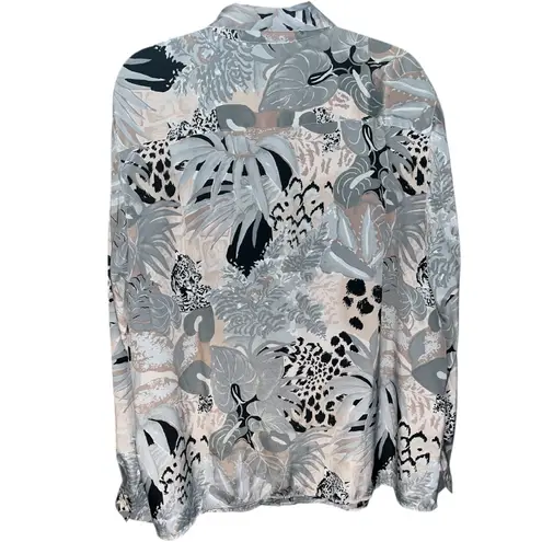 Alfred Dunner Abstract Jungle Print Button Down Blouse Black Size undefined