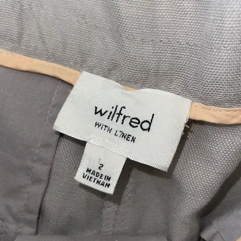 Wilfred Womens Allant Linen Blend Tie Waist Crop Pants Light Gray Size 2