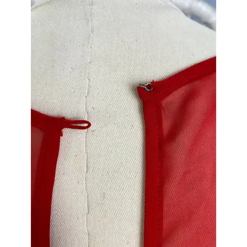 Vintage 1980s Red Beaded Floral Chiffon Gown Donzia Drop Waist Glam Dynasty Size 14P