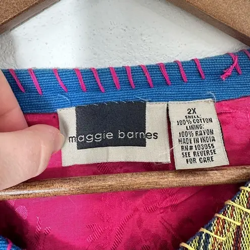 Maggie Barnes Vintage Bright Embroidered Patchwork Art to Wear Coat Size 2X