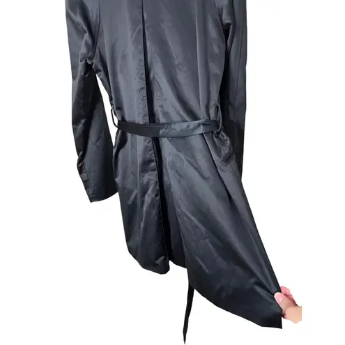 American Living Women's Black Double Breasted Trench Coat Belted Size M