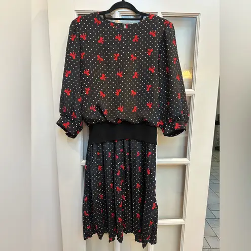 Vintage Miss Oops of Cali Red Bow Polka Dot Pinup Retro Rockabilly Dress Size M Black Size M