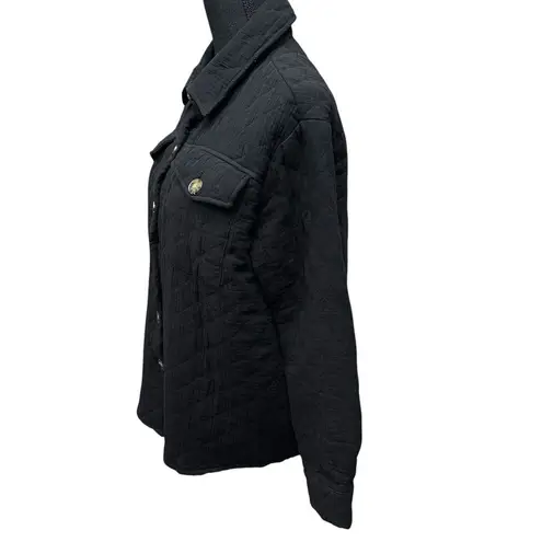 Elan Quilted Jacket Women's Size Medium Black Pockets Button Up