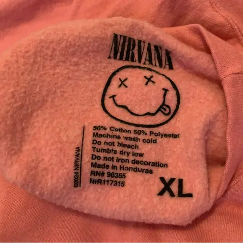 Nirvana NWOT  Women's Preppy Smiley Face Crewneck Sweatshirt pink  XL