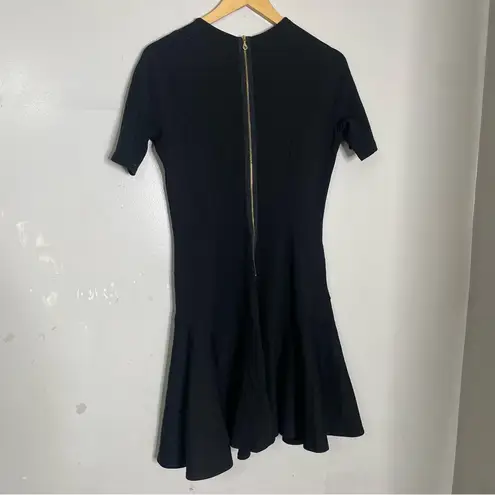 Erdem 'Regan' Black Short Sleeve Peplum Hem Floral Embroidered Dress‎ sz 8