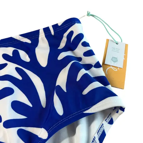 Kona Sol Women's Plus Size Blue Print High Waist Bikini Bottom - Size 1X - NWT