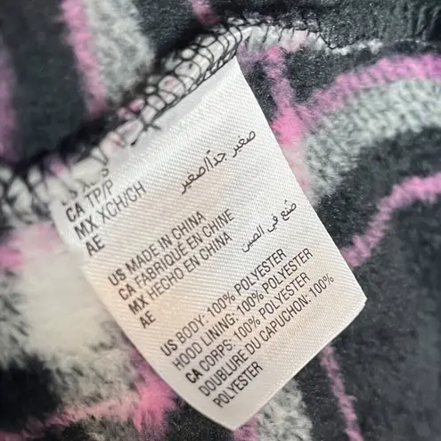 Jenni Intimates Women's XS/S Hooded Plaid Fleece Robe Multicolor Comfy Lounge Black