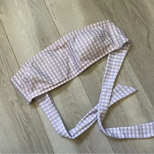 Peony Gingham Bikini Top strapless bandeau tie back womens Purple (size 8) swim