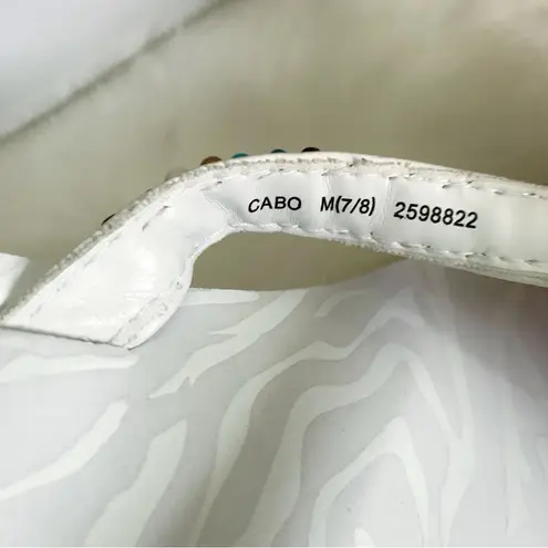 VINTAGE Y2K Beaded Cabo White Platform Chunky Thong Sandals M (7/8) Size undefined