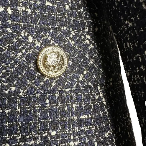 Saks 5th Avenue Saks‎ Fifth Avenue Tweed Blazer Jacket Womens L Blue Woven Academia Office