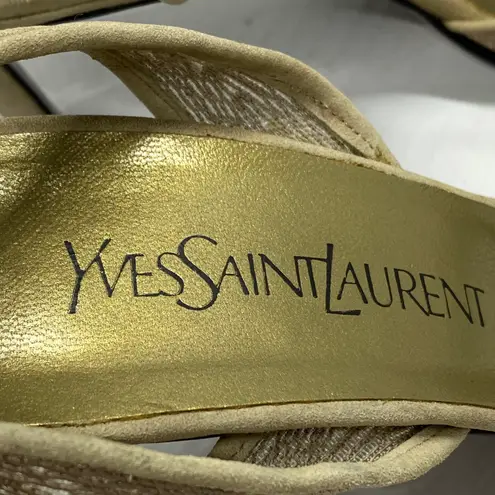 Saint Laurent Yves  Mesh Gold Slingback Heels 8.5