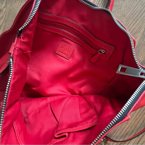 Levity Red leather Shoulder Bag with Structured Design