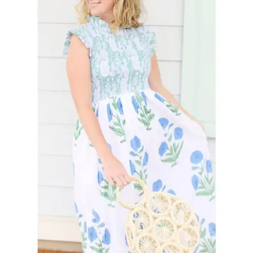 Darlington Isle Paradise Island Smocked Dress Sz. XS Blue