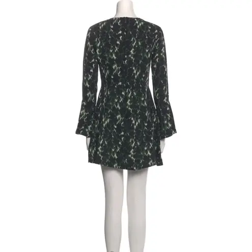 ALC Frank A.L.C. Green Silk Printed Long Sleeve Mini Dress Women’s Size M