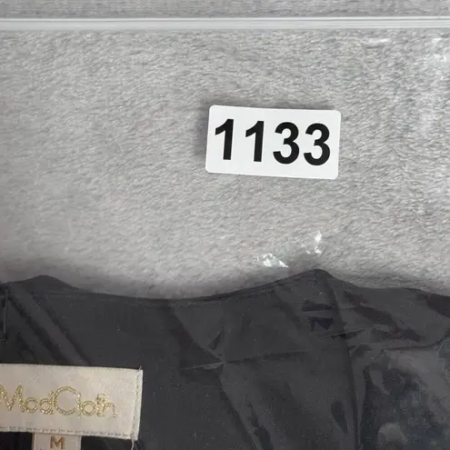 Modcloth  Shirt Womens Medium Black Wrap Blouse Satin Sleeveless True Wrap Casual