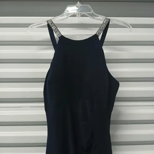 Betsy and Adam $240 Formal Evening Gown Size 4 Blue Beaded Dress Wedding Party