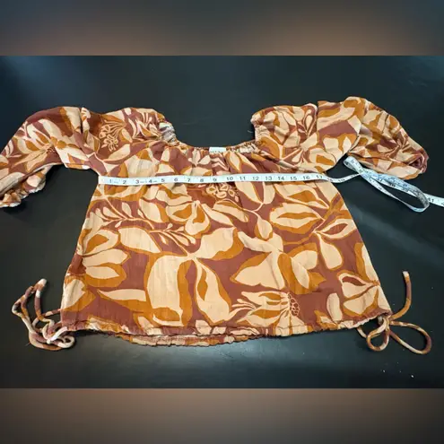 Gilli Brown and Cream Floral Blouse Size Small