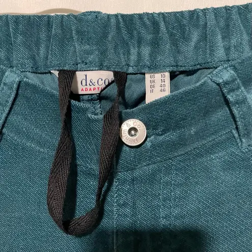 Denim & Co New Adaptive Wheelchair Fit Full Length Velveteen Pants Teal Size 10