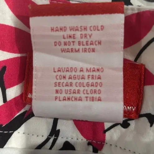 Oscar de la Renta Pink Yellow Black White Floral A-line Skirt Womens 14