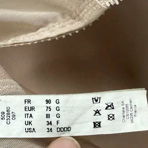 Chantelle Full Coverage Lace Trim Underwire Bra Womens Size 34G/34DDDD Beige