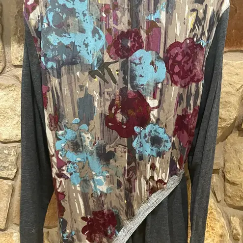 Unique Ali Miles Soft Lightweight Artsy Sweater Floral & Gray Women XL Pullover - Image 5