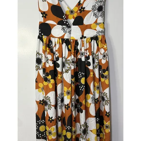 The Bar Dodo Or Jenny Long Midi Dress Flower 7 Brown Print Sz Small NWT Vintage Look