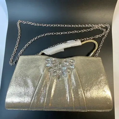 Kate Landry Gold Lame jewel bling clutch/shoulder bag