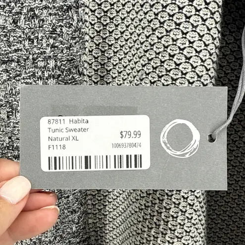 Habitat NEW NWT Natural XL Block Tunic Sweater Cowl Neck Textured Knit Cotton