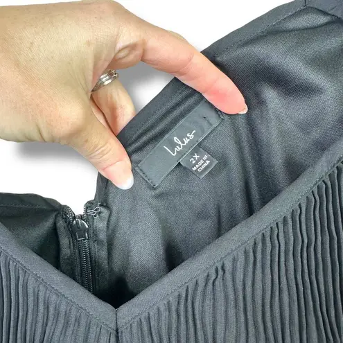 Lulus Elegant Nature Black Pleated Sheath Chiffon Sleeveless Tiered Maxi Dress Size 2X