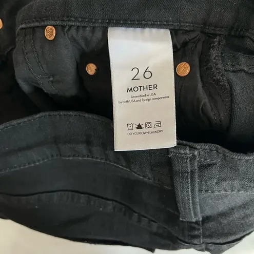 Mother the high waisted rider ankle straight jean in not guilty black size 26