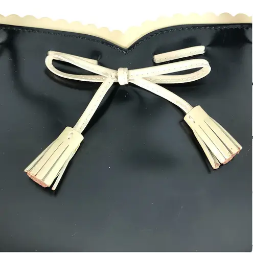 ANYA HINDMARCH Italian Leather Bow Handbag Tote Black Clasic Luxury Designer Y2K