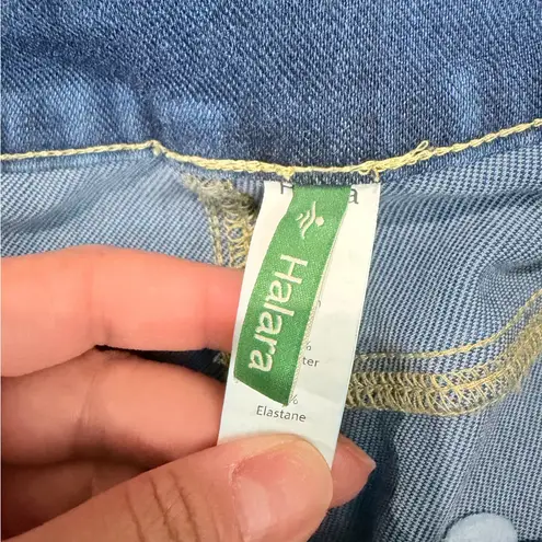 Halara Flex High Waisted Pockets Rolled Hem Wide Leg Washed Casual Jeans Large - Image 4