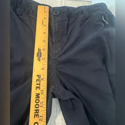 Norma Kamali Black Cotton Convertible Cargo Pants Adjustable Length Sz 8 *HOLE